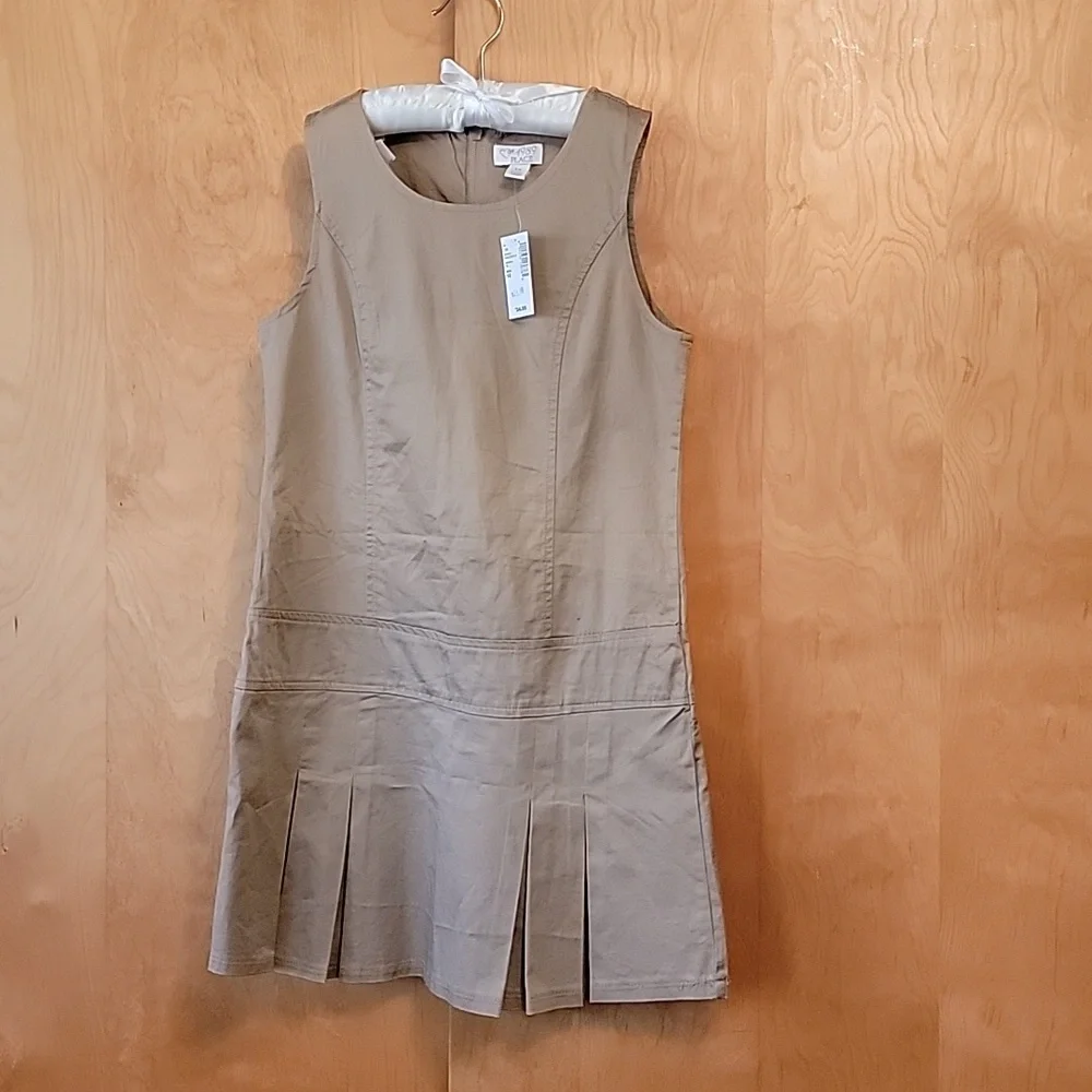 The Children's Place Khaki Sleveless Pleated Dress